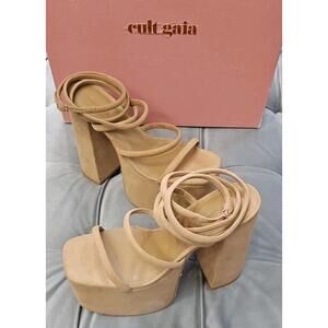 Cult Gaia Hyte Platform Brown Suede Heels Womens Shoes 39 9